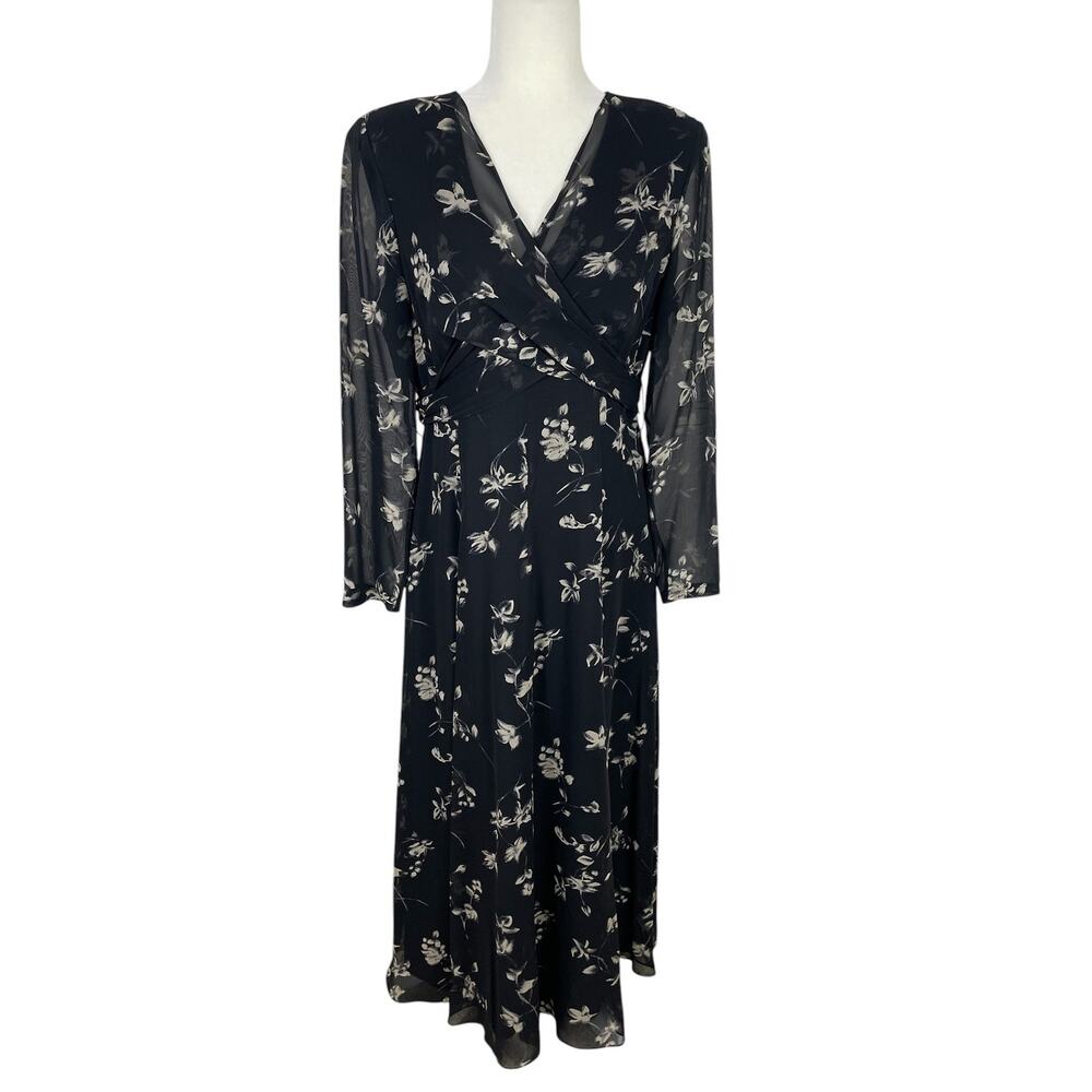 Dana Buchman Silk Chiffon Floral Maxi Dress Sz 10 Boho Feminine Wedding Guest